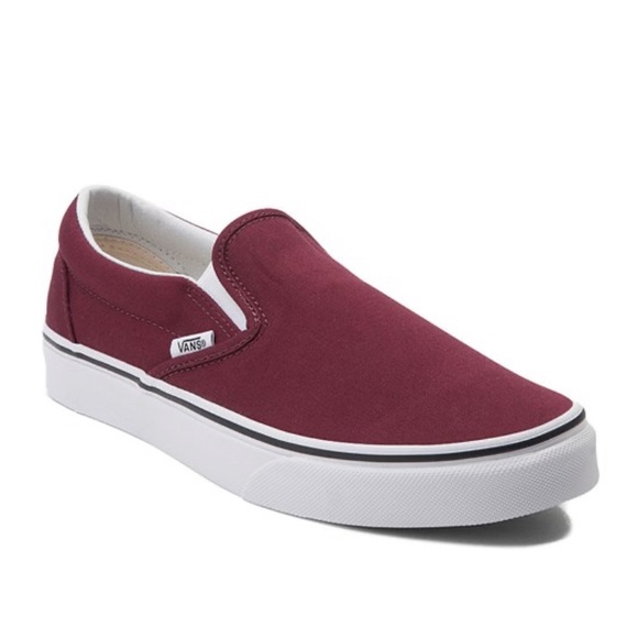 womens red vans slip ons